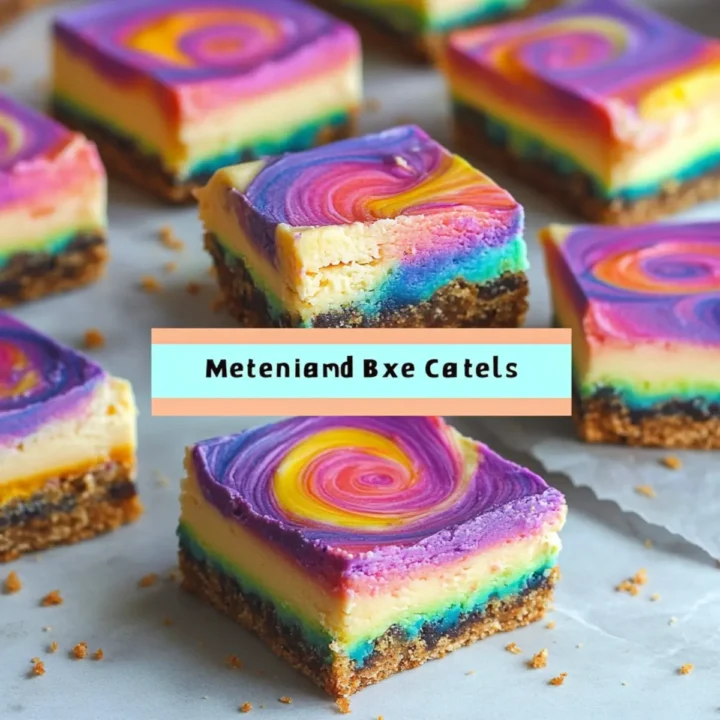 Rainbow Cheesecake Swirl Bars